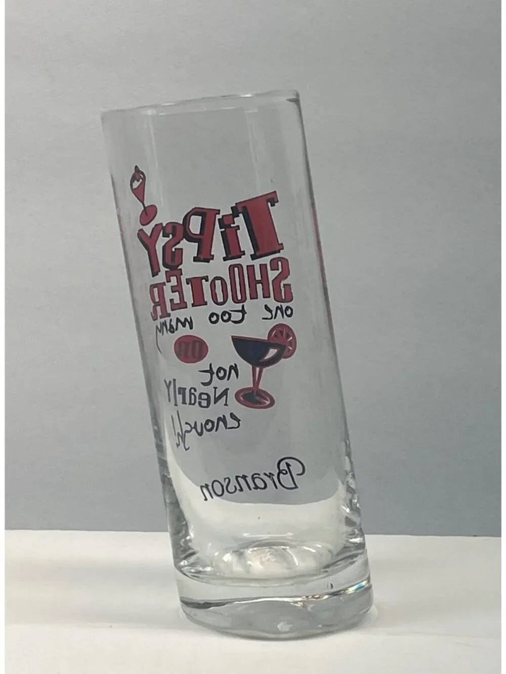 Branson MO Shot Glass Tipsy Shooter Clear Shooter Tilted Slanted Travel Souvenir